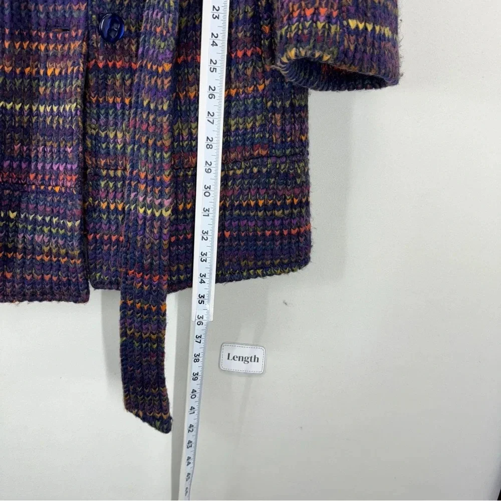 Beth Bowley Anthropologie Womens Knitted Coat Sz 10 Wool Purple Hippie Casual - Picture 8 of 14